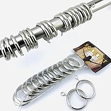 حلقات ستارة النافذة - لون فضي - 24 حلقة معدنية جوان داخلي لتقليل الاحتكاك وكاتم للصوت - حلقات ستارة (فضي، 24)