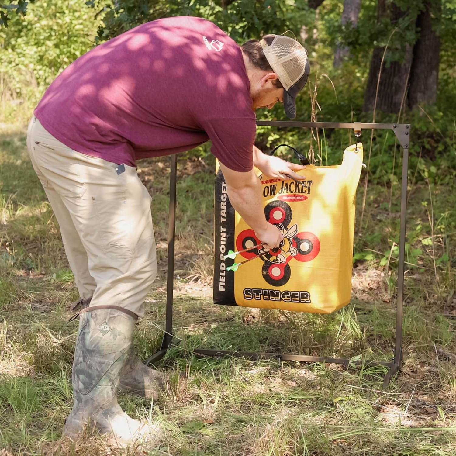 HME Products Bowhunting Archery Indoor/Outdoor Range Practice Shooting 30 Inch Bag Holder Target Stand with Stabilizer Pin and Raised Leg Design