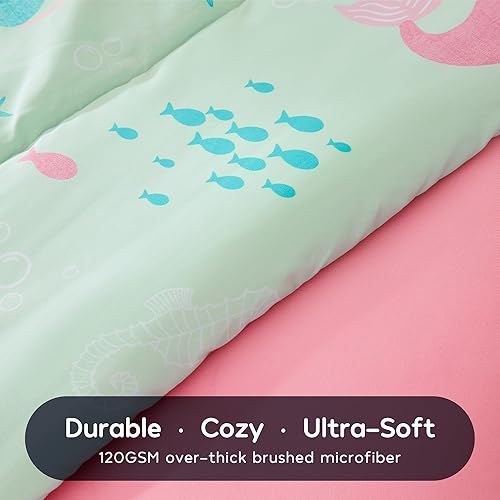 Miniatura 3 de SLEEP ZONE - Juego de edredón de 5 piezas tamaño Individual para niños, estampado suave, con edredón, sábanas y fundas para cojín y almohada, diseño