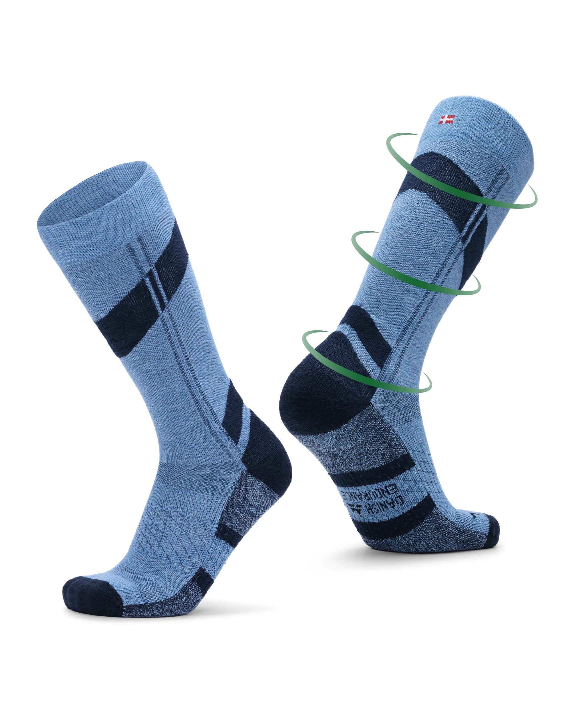 DANISH ENDURANCE Calze Sci Lana Merino Compressione Graduata 15-24 mmHg, Calzini Termici Imbottiti, Alte Prestazioni, Uomo e Donna