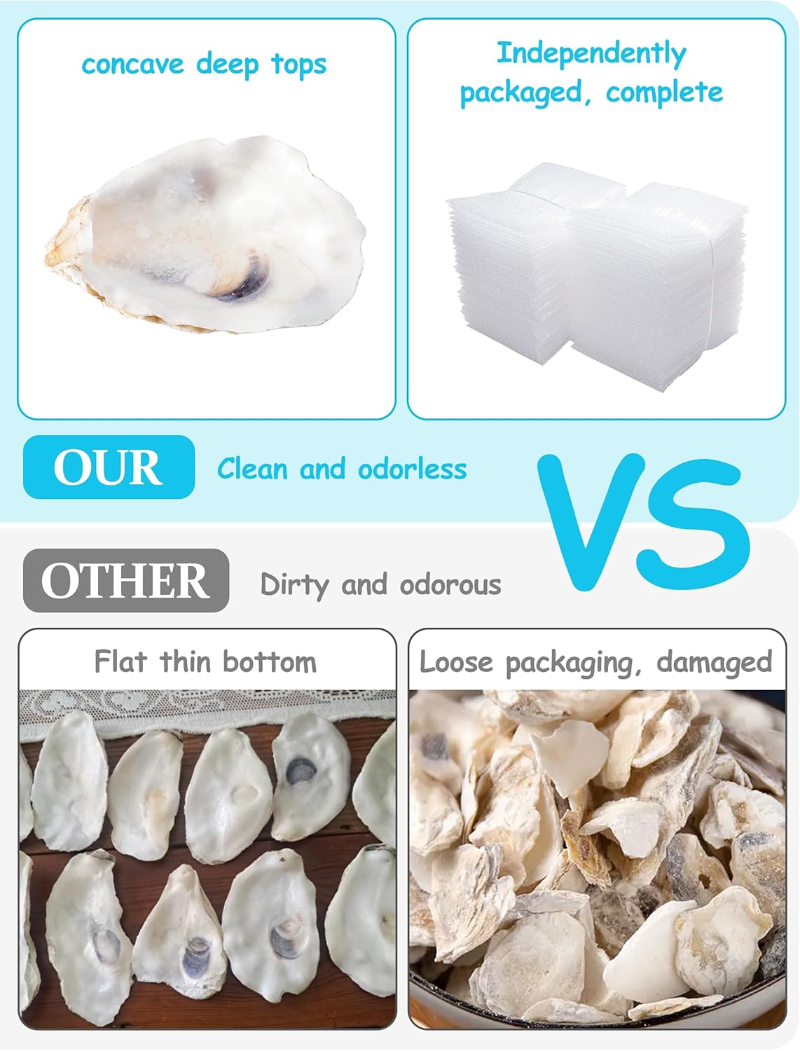 9 Pcs Oyster Shells for Crafts， 3-4 Large Oyster Shell for Crafts，Oyster Shell for Christmas 、Painting、 Beach Themes、 Wedding, Home Shells for Decoration and Sea Shells for Crafting