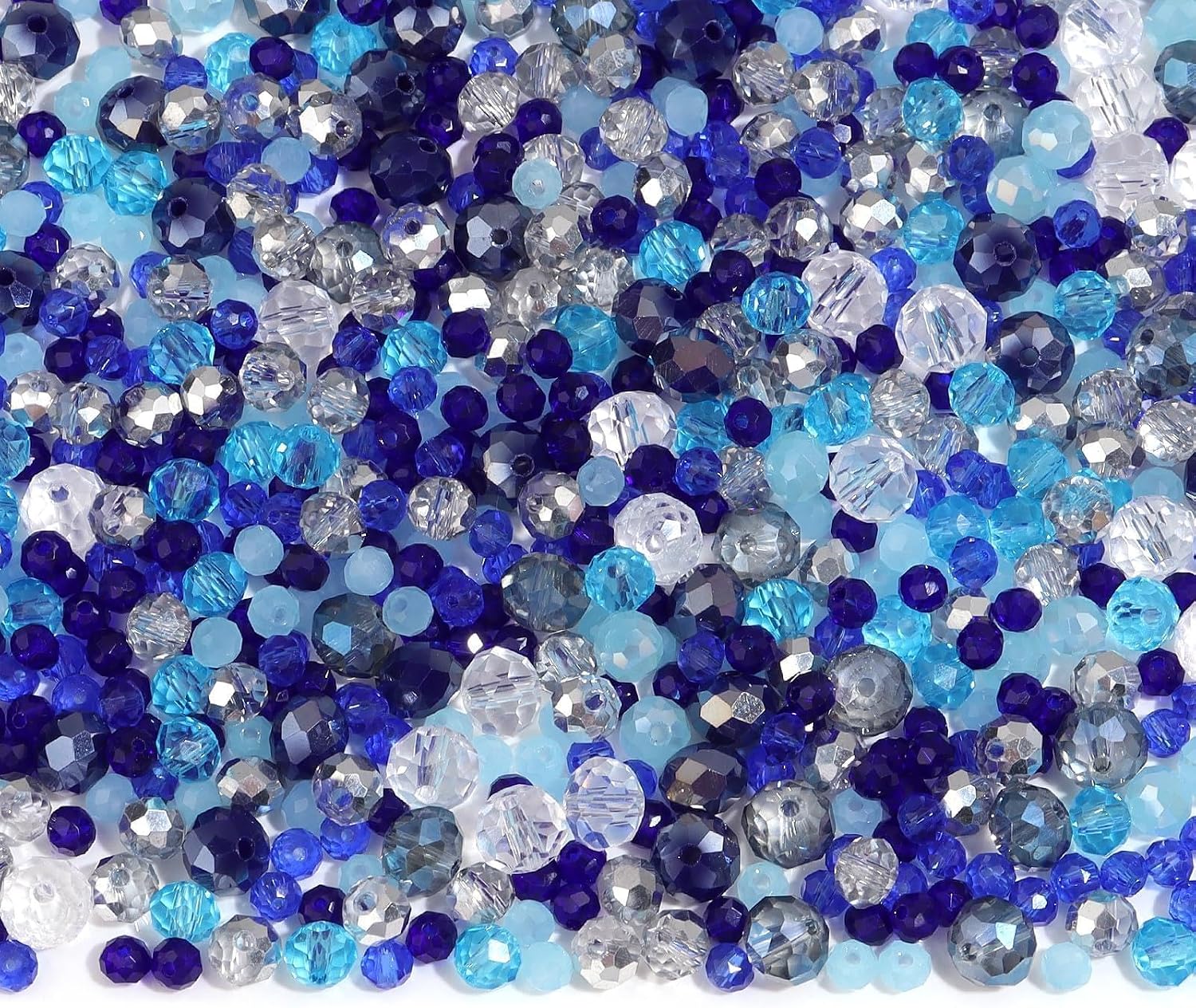 900PCS 4/6/8 mm Faceted Crystal Glass Beads Set for Jewelry Making,Black