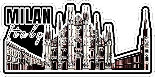Adhesivo Milán Italia de 4 pulgadas, destino de recuerdo de viaje por la ciudad, calcomanía de vinilo impermeable para laptop, botella de agua, vaso