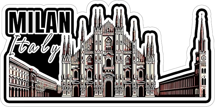Milan Italy Sticker 4 Inch City Travel Souvenir Destination - Waterproof Vinyl Decal for Laptop Water Bottle Car Tumbler - Durable Aesthetic Long-Lasting Stickers for Adults ID44990