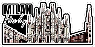 Milan Italy Sticker 4 Inch City Travel Souvenir Destination - Waterproof Vinyl Decal for Laptop Water Bottle Car Tumbler - Durable Aesthetic Long-Lasting Stickers for Adults ID44990