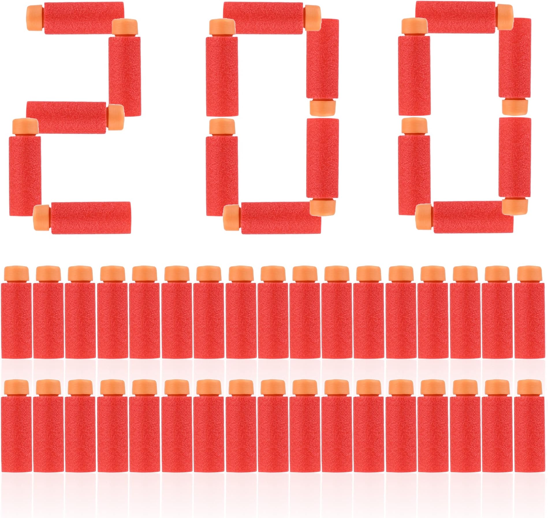 JGCWorker 200pcs 2nd Generation High-End of Half-Lenth Soft Dart, Soft Short Dart for Adventure Force Nexus Pro and Worker Swift (Red Orange)