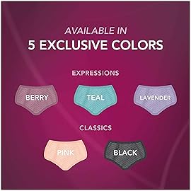 Depend Silhouette Incontinence and Postpartum Underwear for Women, Maximum Absorbency, Disposable, Medium, Pink/Black/Teal/Berry, 4 Count