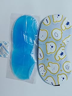 غطاء عيون لطيف للنوم، غطاء حماية للعين بتصميم ناعم ومنفوش للسفر، قناع عين للنوم مع وسادات جل مبردة