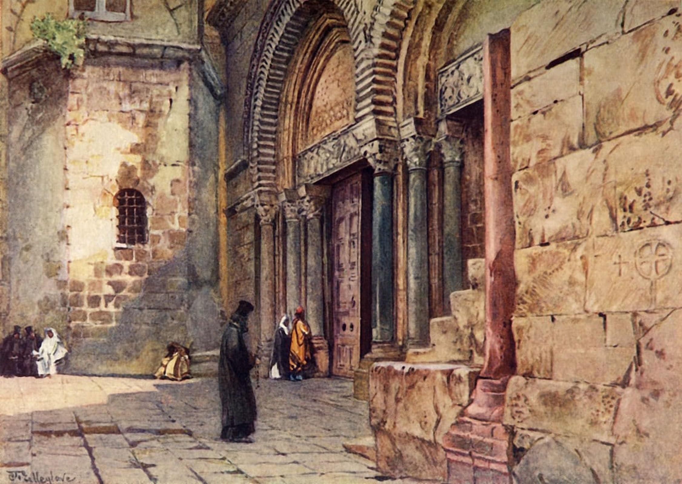 ARTXLXXBN Famous Prints Artwork Pictures Poster Painting Art Entrance to the Church of the Holy Sepulchre by Fulleylove Artwork Landscape Pictures for Home Decor 60x90cm