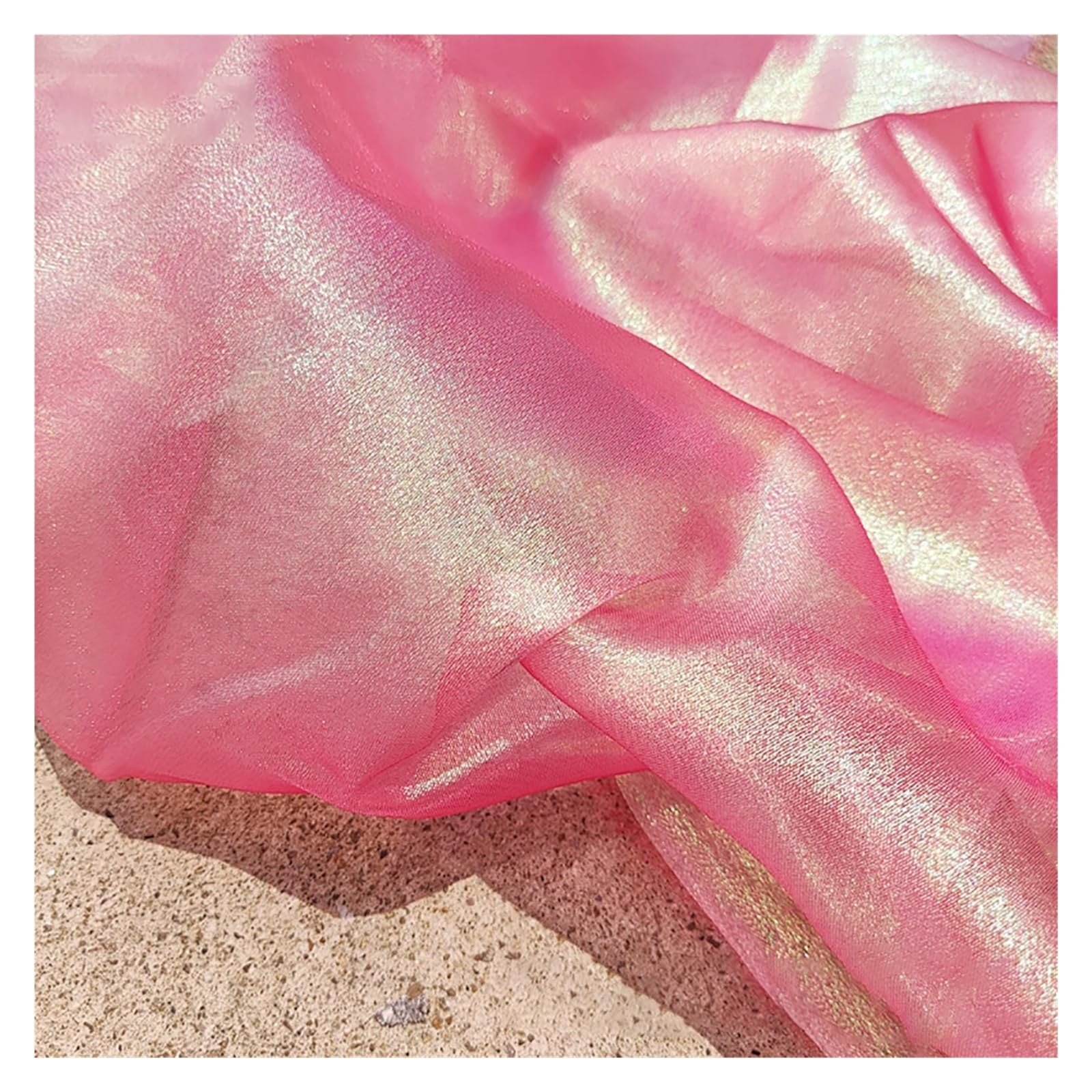 Glitter Metallic Fabric, Shiny Glitter Organza Voile Fabric Gauze 150cm x 100cm(4)