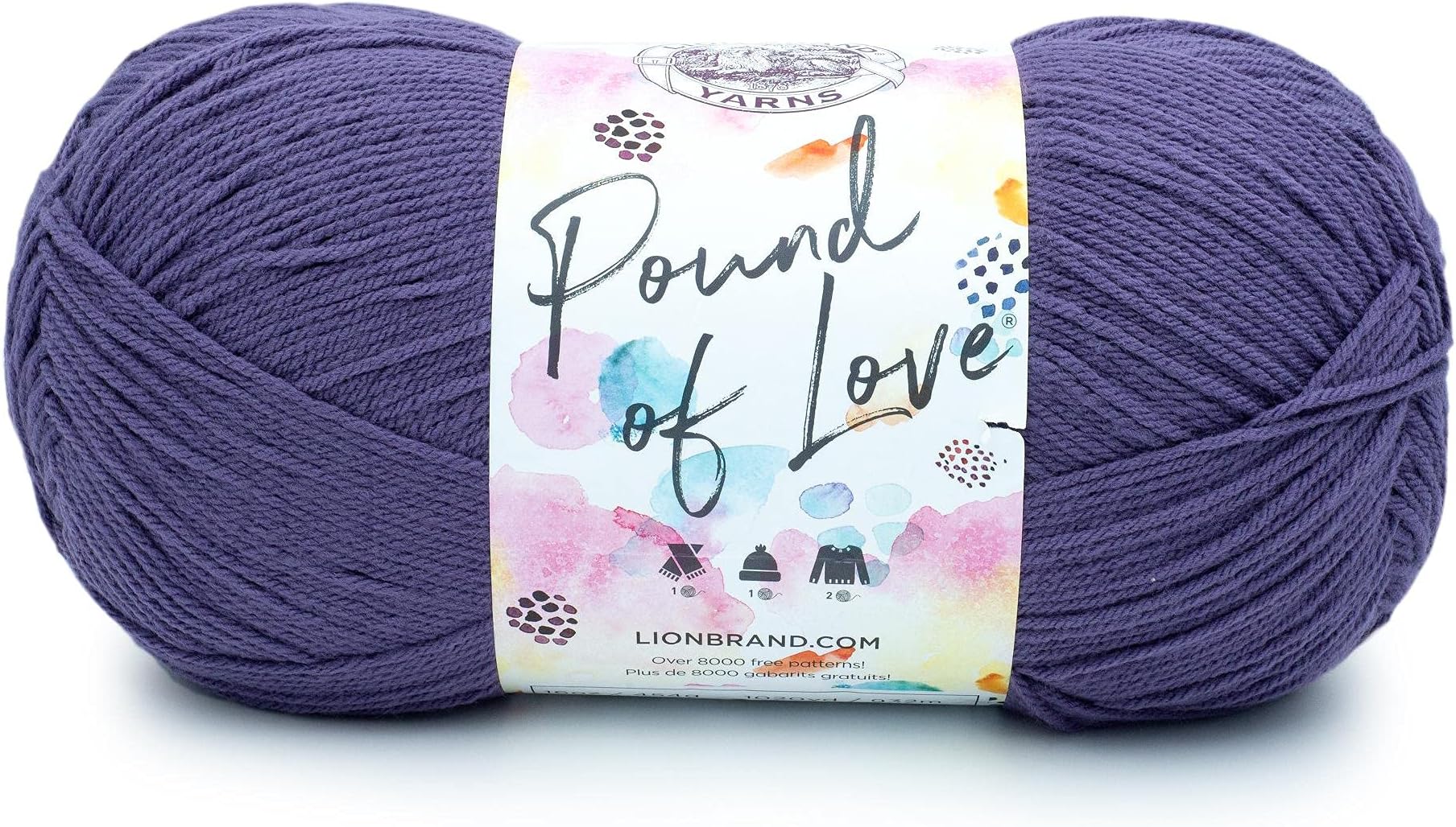 Lion Brand Yarn Pound of Love, Large Value Yarn for Knitting, Crochet, and Crafts, Thistle, 1 Pack