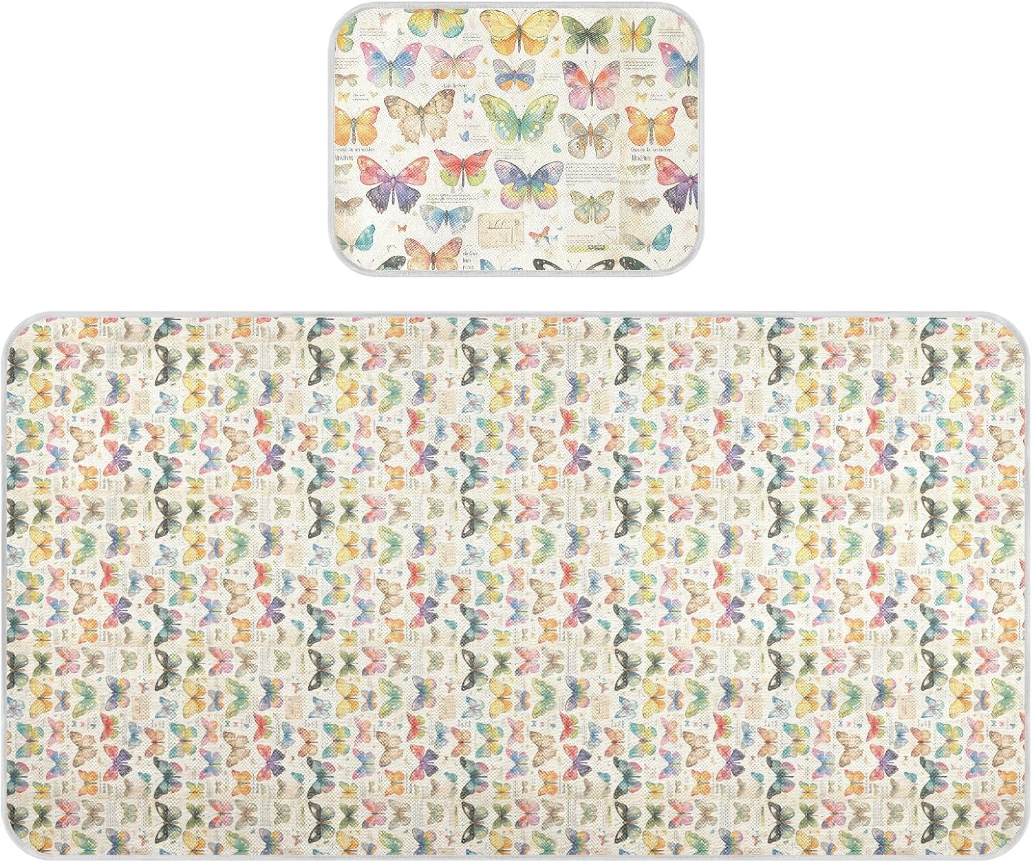 Colorful Butterflies Vintage Cooling Baby Crib Mattress 28" x 52" Breathable Bed Pads for Baby&Toddler