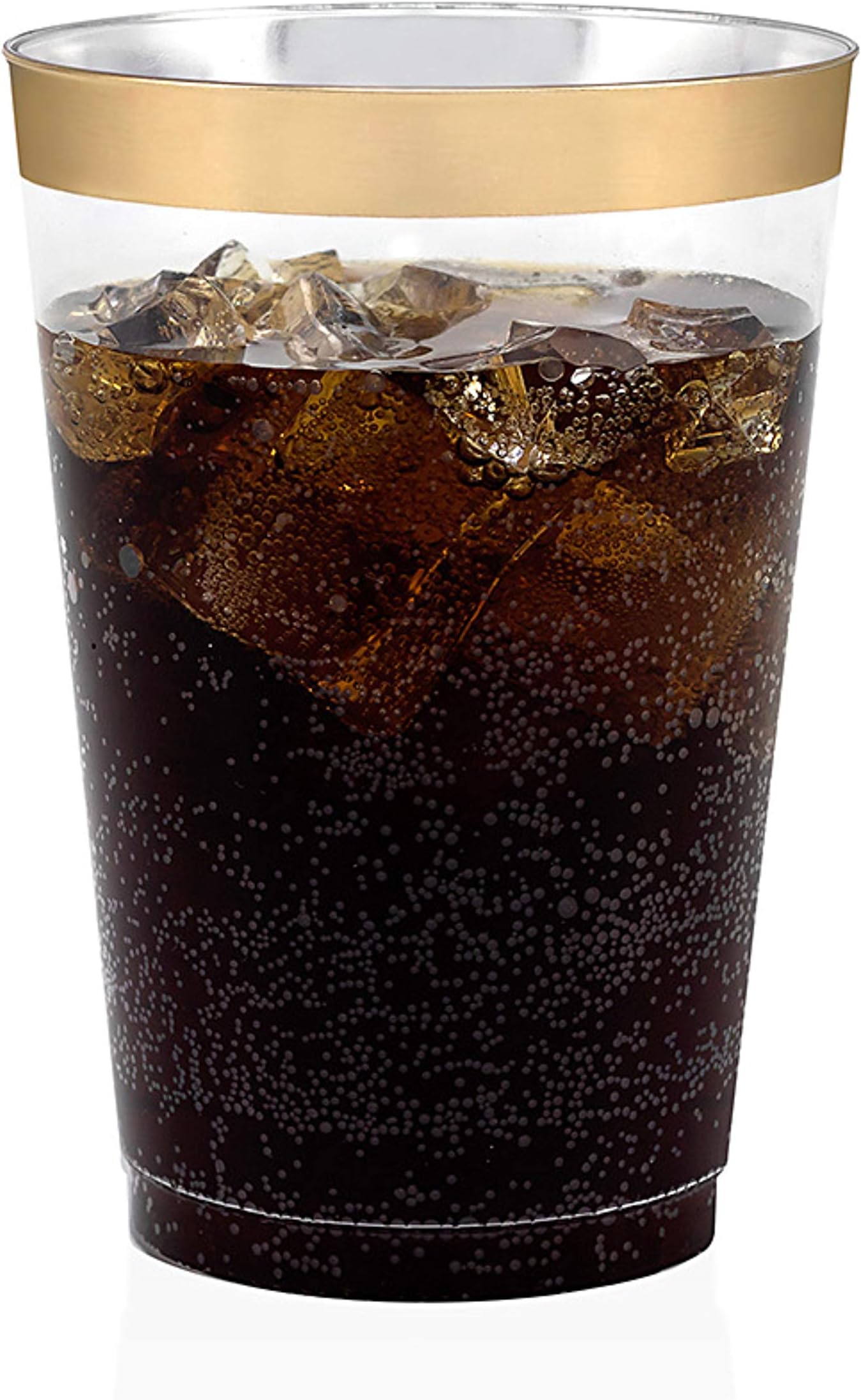 50 Gold Rimmed Clear Hard Plastic Cups | 14 oz. Fancy Disposable Wedding Tumblers for Party & Wedding (50-Pack)