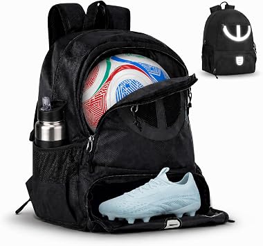 Basketball Bag Backpack for Women with Ball & Shoe Compartment, Lightweight Breathable Soccer Ball Backpack for Volleyball, Football, Sports, Travel, Gym