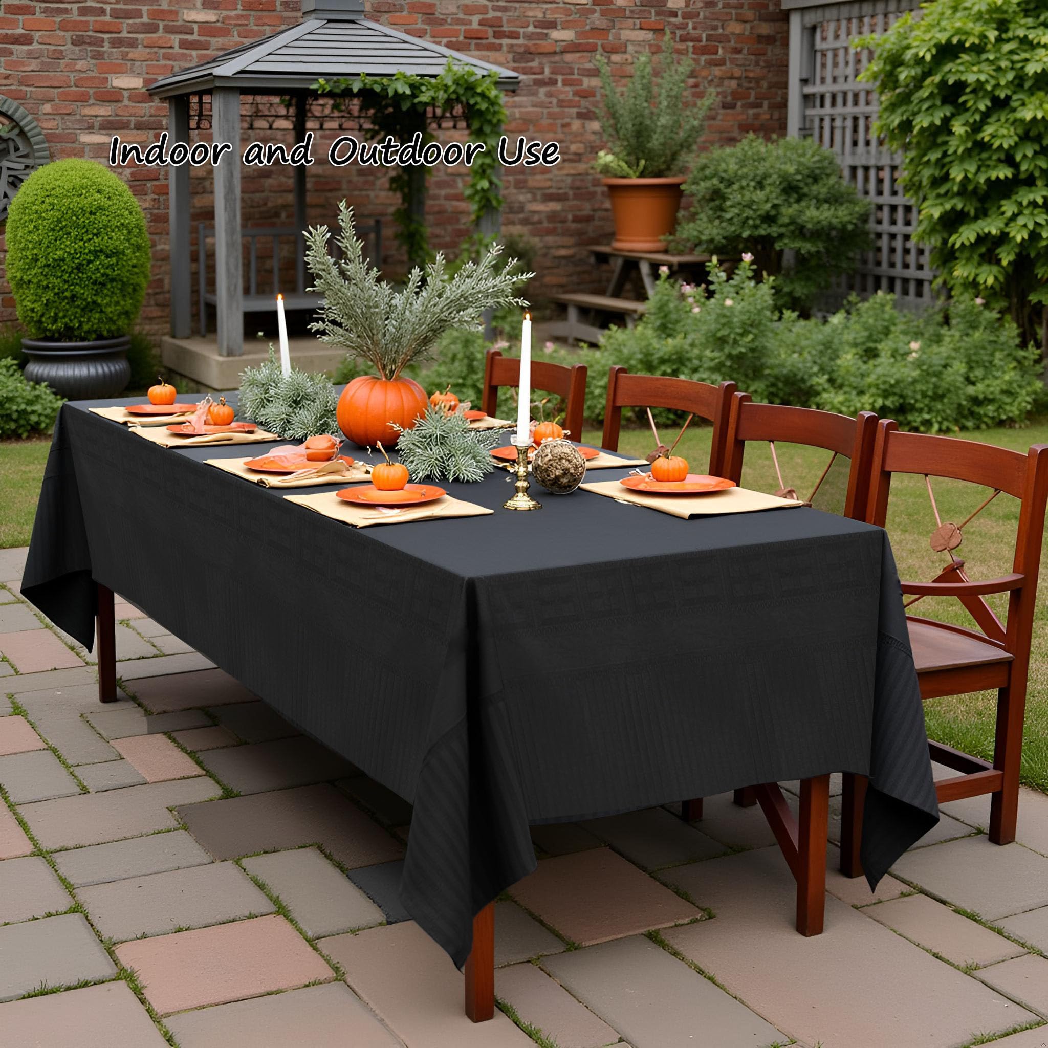 Lot de 6 nappes jetables noires en papier pour fête, 137,2 x 274,3 cm, imperméables en papier et plastique, 3 plis, pour anniversaire, banquet, buffet
