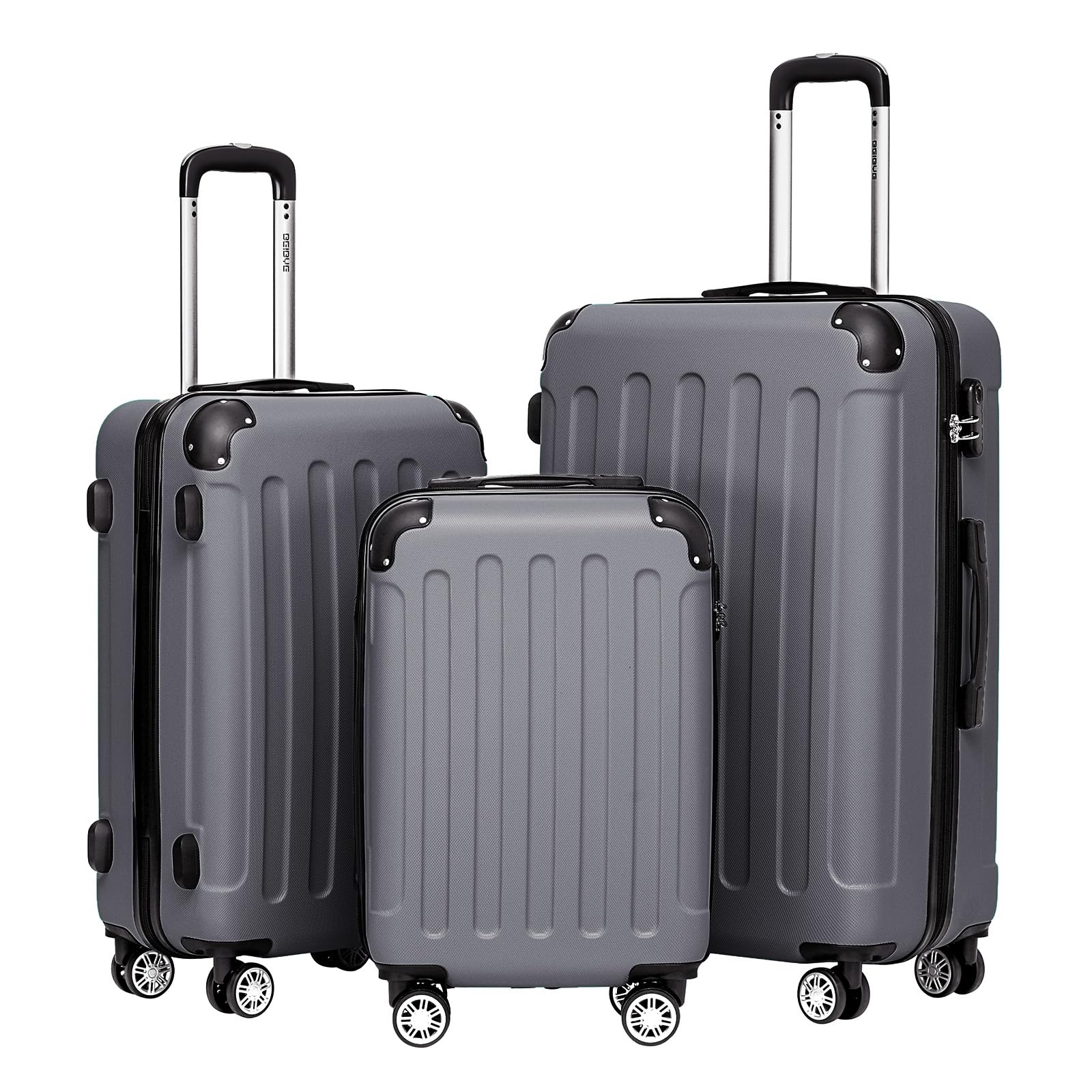 BEIBYE 2045 Kofferset 3-teilig Hartschale, Reisekoffer Set mit 4 Zwillingsrollen und Zahlenschloss, Trolley Koffer XL L M, Hartschalenkoffer in 20 Farben
