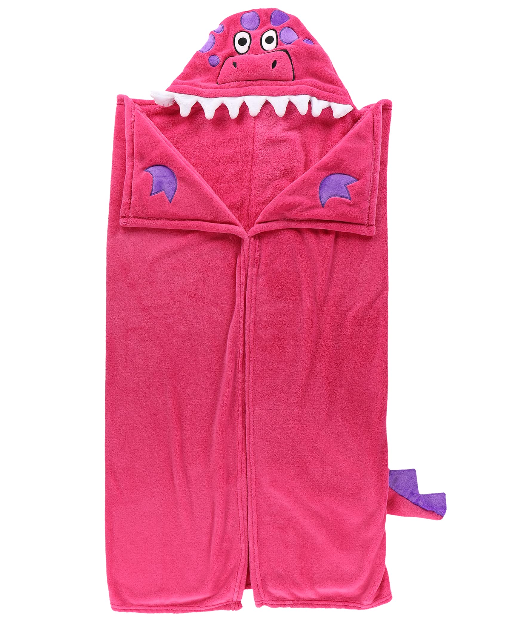 Lazy One Manta con capucha para niños, manta con capucha de animales (dinosaurio rosa)