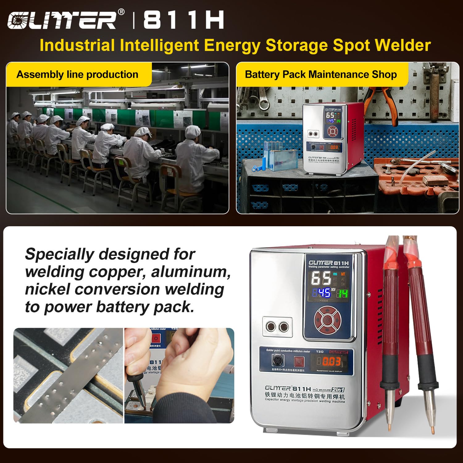 GLITTER 811H Machine à souder par points sur batterie 42 kW Condensateur de stockage d'énergie Portable