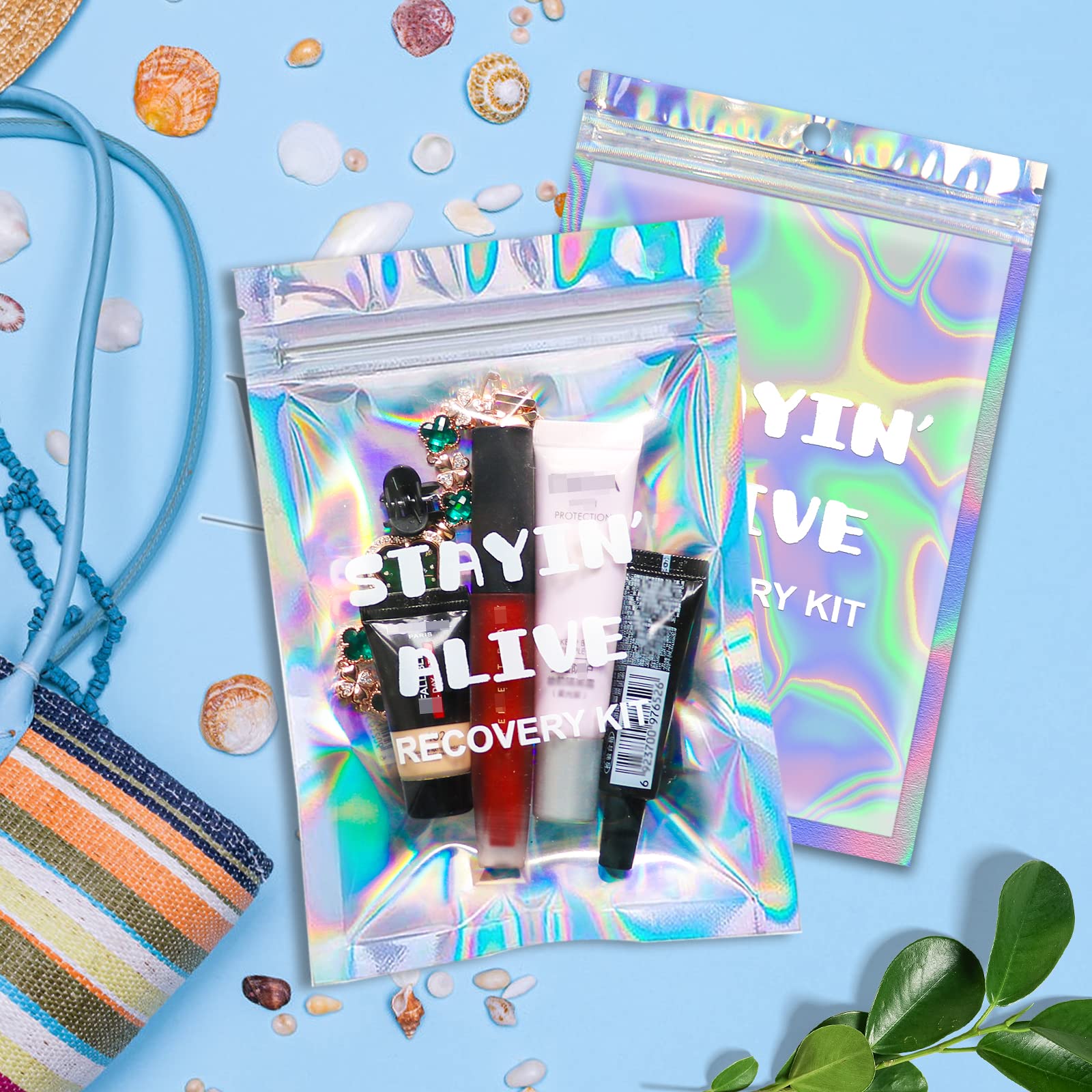 50 Stück Kater-Kit Taschen – Holografisch, 12,7x17,8 Cm, Für Junggesellinnenabschied, Mit Aufdruck