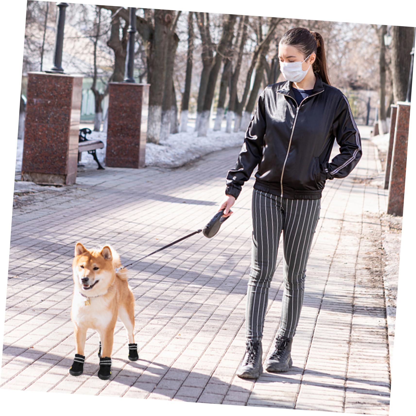 HEMOTON 1Set Dog Boots for Large and Sized Dogs Outdoor Shoes with Skid Soles Comfortable Pet Mountaineering Shoes for Hot Pavement Easy to Wear and Durable