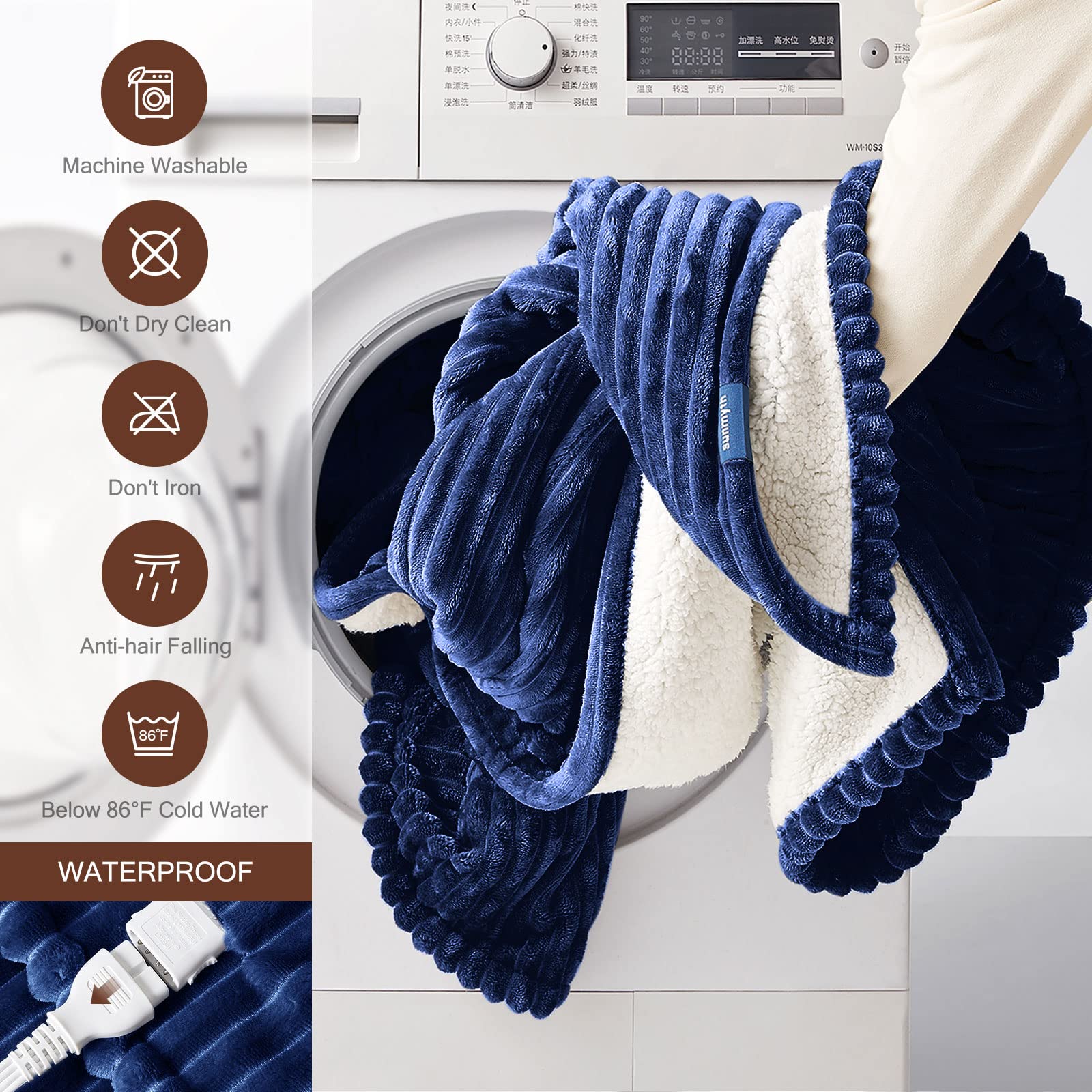 Amazon.com: SUNMYTH Heated Blanket Electric Throw, Flannel u0026 Sherpa Fast Heating  Blanket with 4 Heating Levels u0026 4H Auto Off, Over-Heat Protection, Machine  Washable, ETL/FCC, 50x60'', Blue : Home u0026 Kitchen