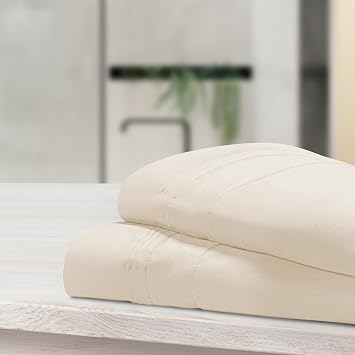 Superior 1000 Thread Count Egyptian Cotton Pillowcase Set, Pillow Covers for All Pillows and Sleepers, Soft Pillowcases for Bed Fashion, Basics, Large Cases, Set of 2, King Size, Ivory