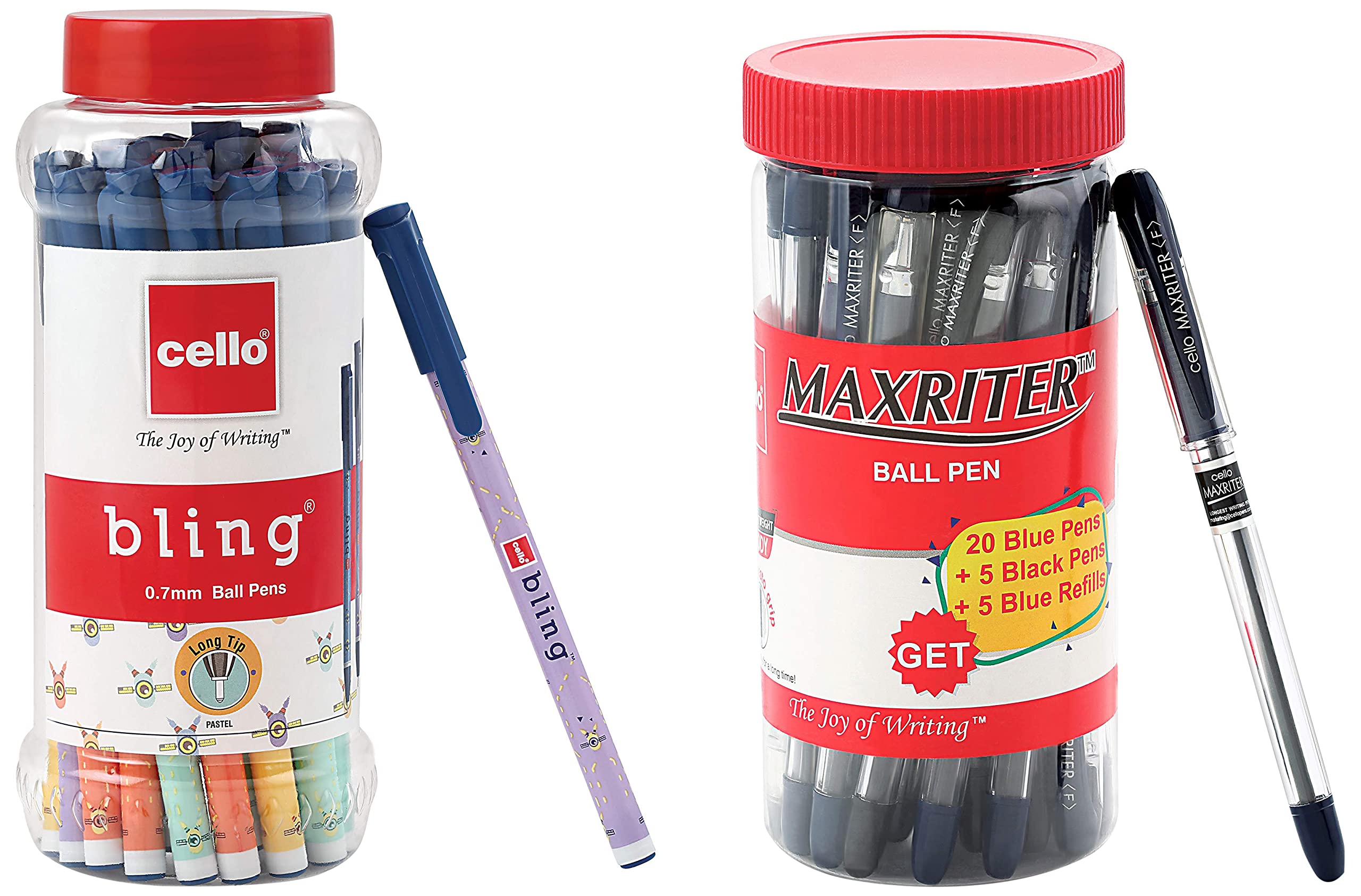 Cello Maxriter Ball Pens (Jar with 20 Blue Pens + 5 Black Pens + 5 Blue Refills) Bling Pastel Ball Pens (25 Pens Jar - Blue) (B0BPXLM1M7) Amazon Price History, Amazon Price Tracker