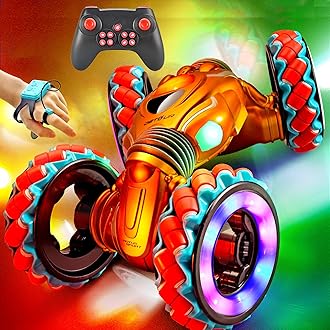 RC Cars, 1:10 Scale Super Large Gesture Rc Car, Fast Speed 25KM/H 4WD 2.4GHz 45mins Playing Time Rechargeable Stunt Remote Control car for Boys 8-12 with Cool Music and Light