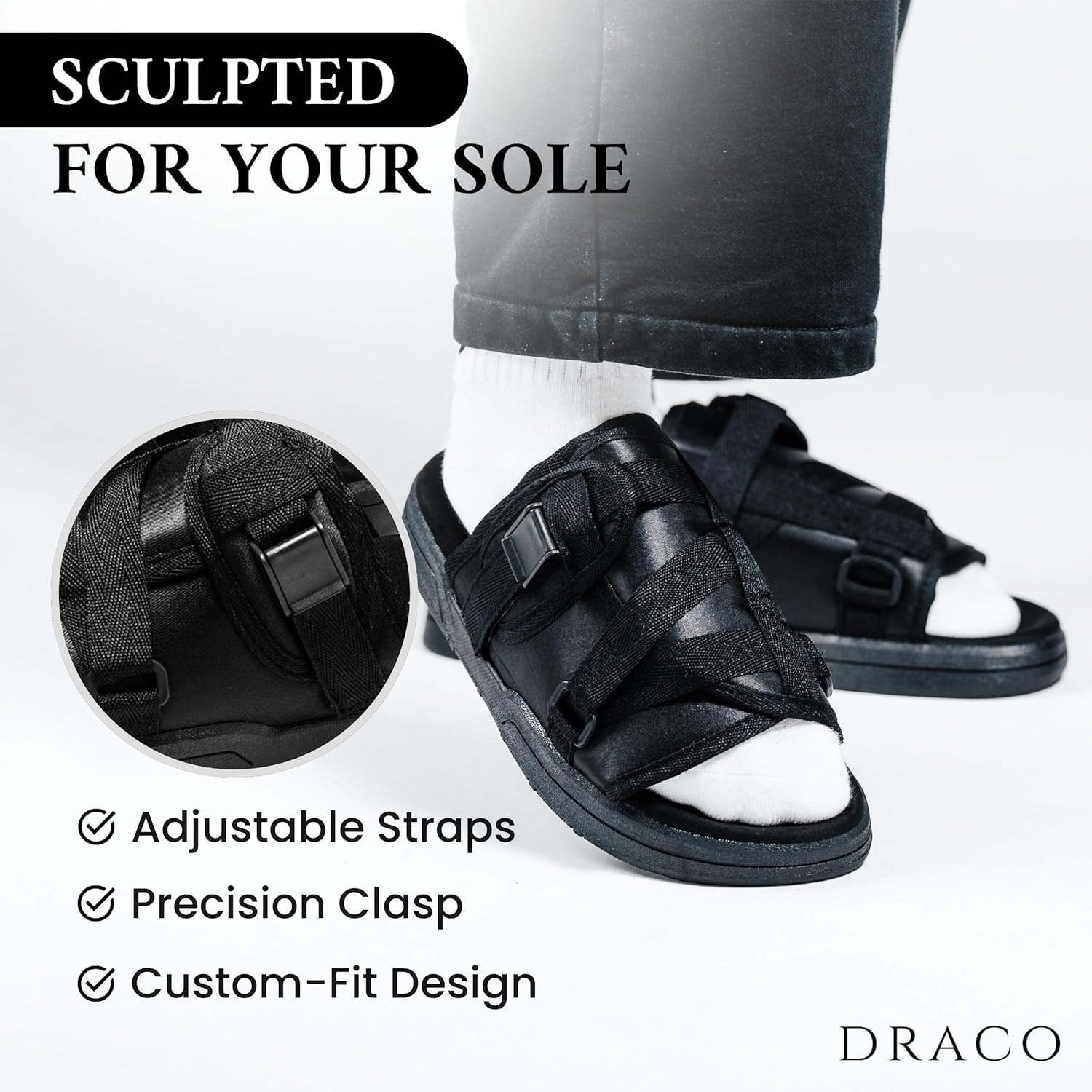 Draco DracoSlides Original Slides for Men and Women, Made from Silk with Adjustable Straps for Wide/Narrow Feet, Sandals with Arch Support & Slip Resistant, Men & Women Footwear - Image 3