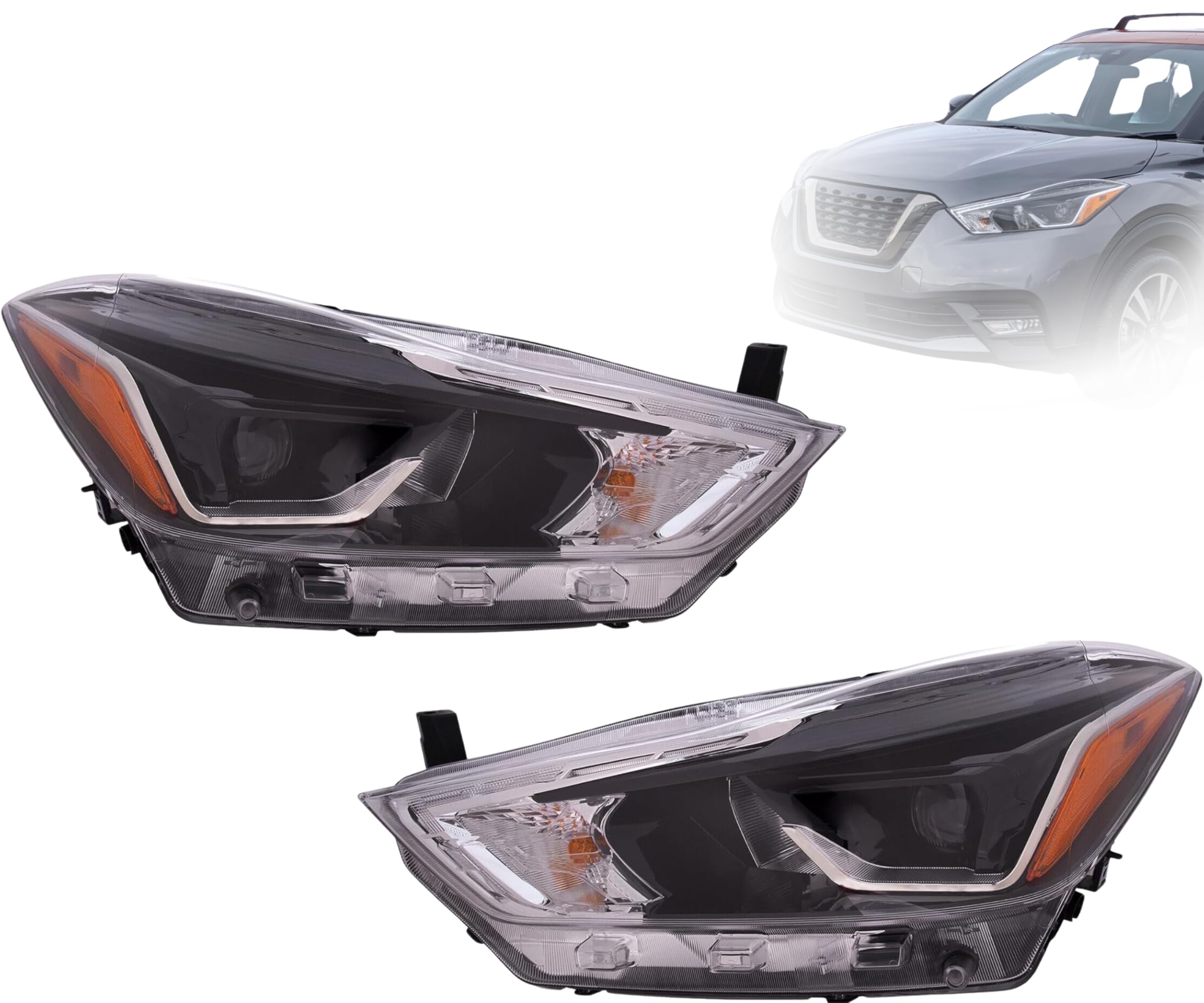 Nissan KICKS ヘッドライト 26060-SRY1B Amazon.com: ALLIGATOR AUTO LIGHTS Headlamps Compatible with Nissan