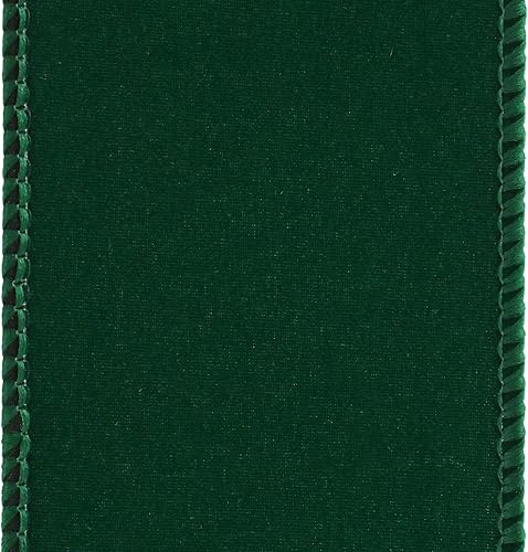Miniatura 2 de Homeford Christmas Royal Velvet - Cinta con alambre sólido, 2-12 pulgadas, 10 yardas, verde esmeralda