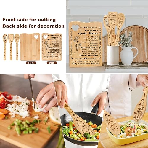 Miniatura 4 de Regalos de cumpleaños para hermanas de parte de la hermana, la mejor amistad para tabla de cortar con juego de utensilios, regalo para el Día de la