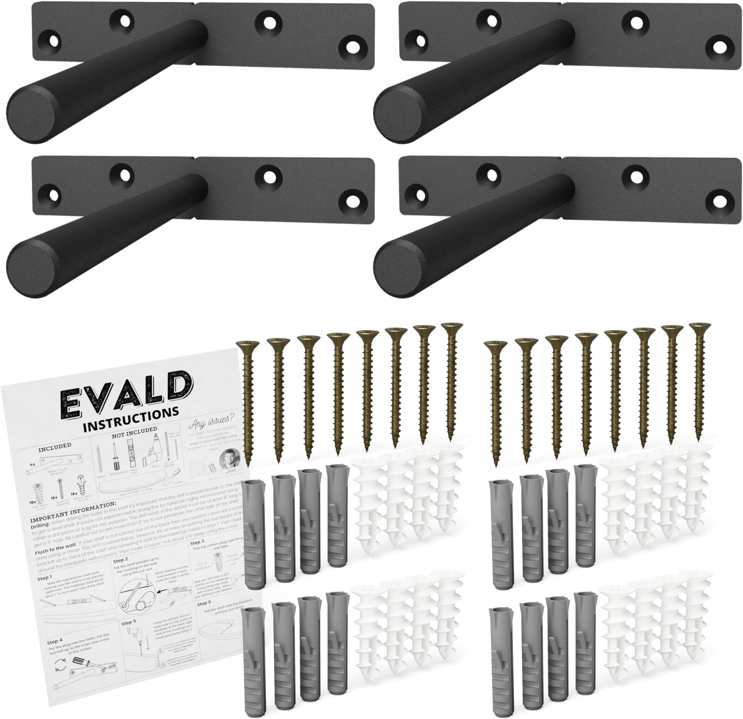 Soportes Flotantes Para Estantes NEODROP - 8 Unidades, Acero Negro, 200 Lbs Capacidad
