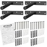 EVALD Heavy Duty Floating Shelf Bracket | 6-Inch Floating Mantel Mount, Blind Shelf Supports, and Anchors | Floating Shelf Hardware for Home and Office Decor | Fireplace Mantel Brackets (4 Pack)