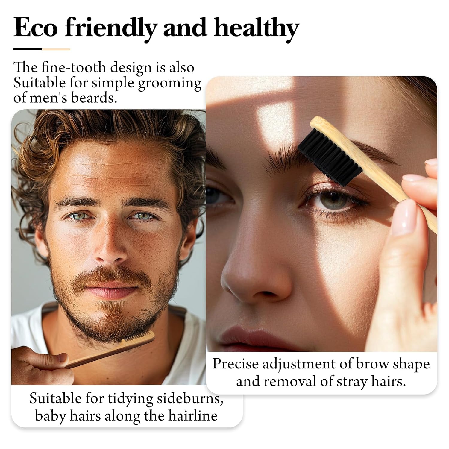 Eco-Friendly Bamboo Dual-Ended Eyebrow Brush – Precision Spoolie & Comb for Flawless Brow Styling