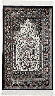 Praying Mat Islamic, Black Prayer Rug, Foldable Prayer Mat Thick, Travel Prayer Rug Muslim, Prayer Mat Gift, Islamic Favors (Black)