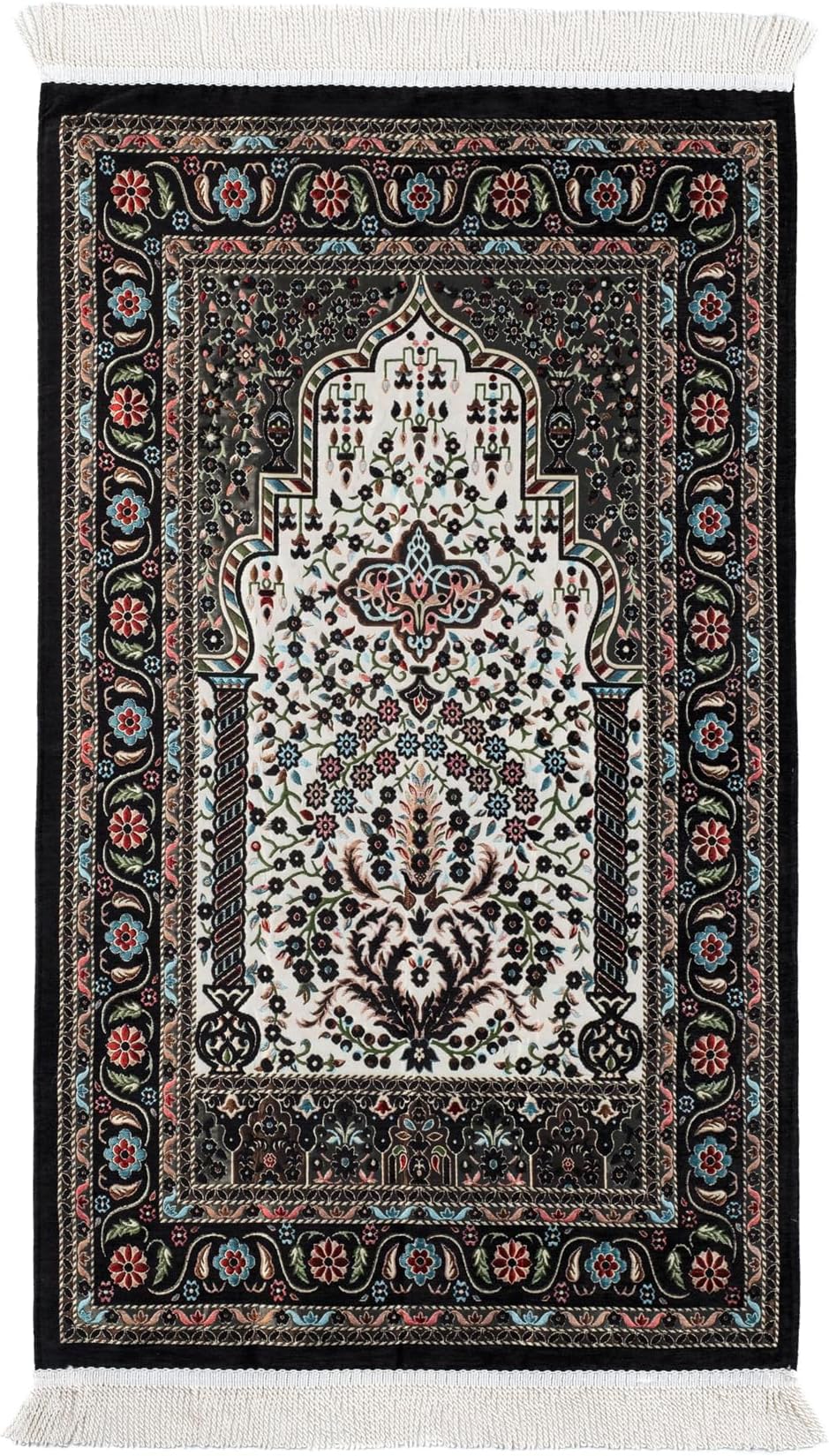 Praying Mat Islamic, Black Prayer Rug, Foldable Prayer Mat Thick, Travel Prayer Rug Muslim, Prayer Mat Gift, Islamic Favors (Black)