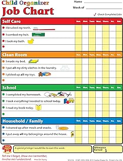 SHAPES ETC. 50 Sheets Child Organizer Job Chart 8.5inx11in Kids Reward Chart Chore Charts Teach Responsibility Positive Reinforcement Good Habits Daily Task Tracker Homeschool Parents USA Made