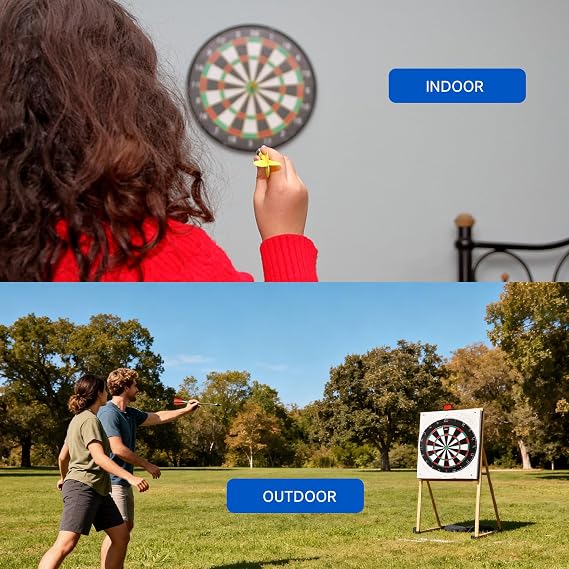 GSE Games & Sports Expert 18 Regulation Size Steel Tip Dartboard Game Set. Excellent Bristle/Sisal, Paper Baseball, Bullseye, Dart Board Game Set (Several Styles Available)