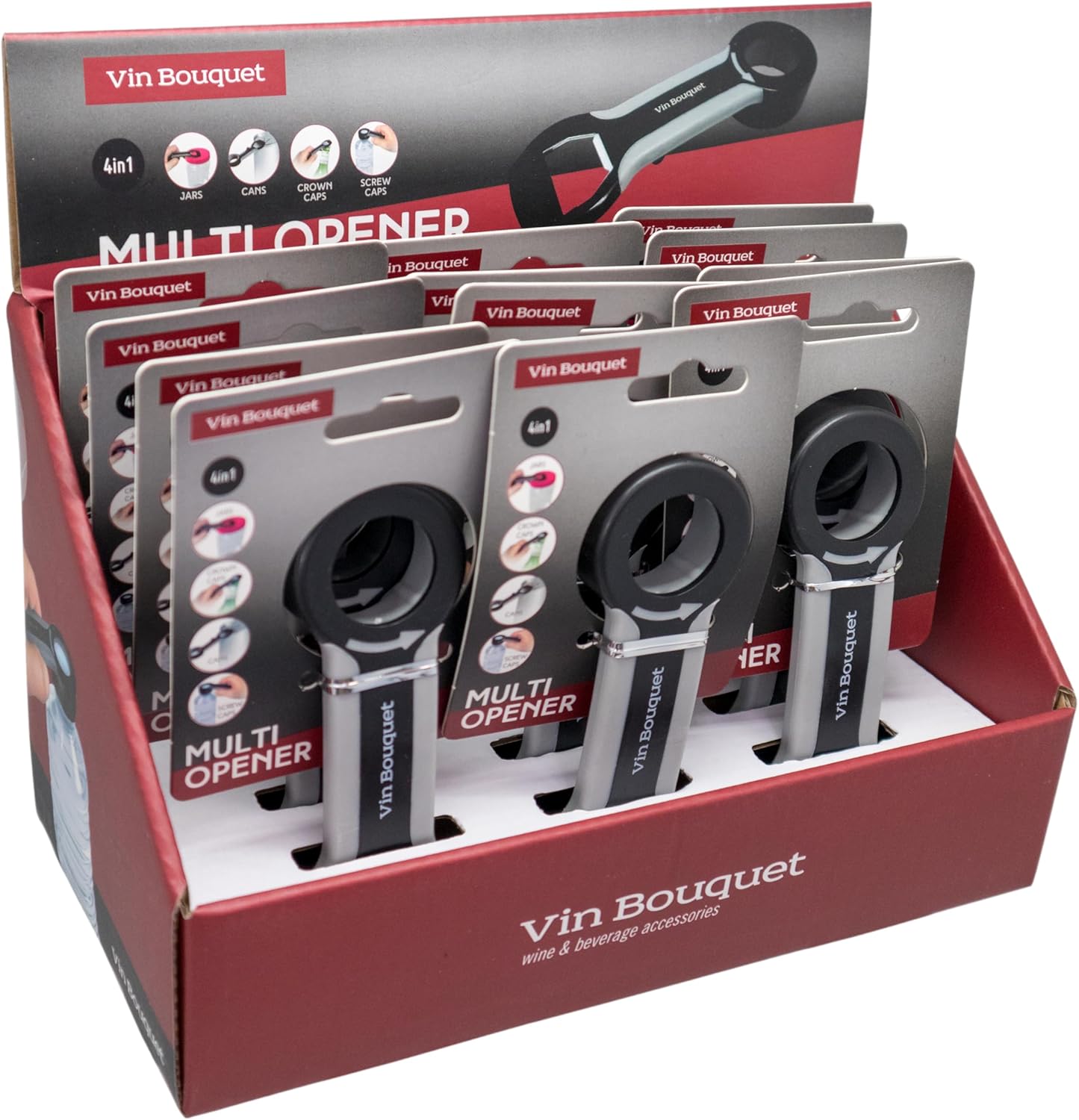 Vin Bouquet FID 021 Multi-Opener. 4 funtions Practical Multi Opener with Soft Touch Finishing