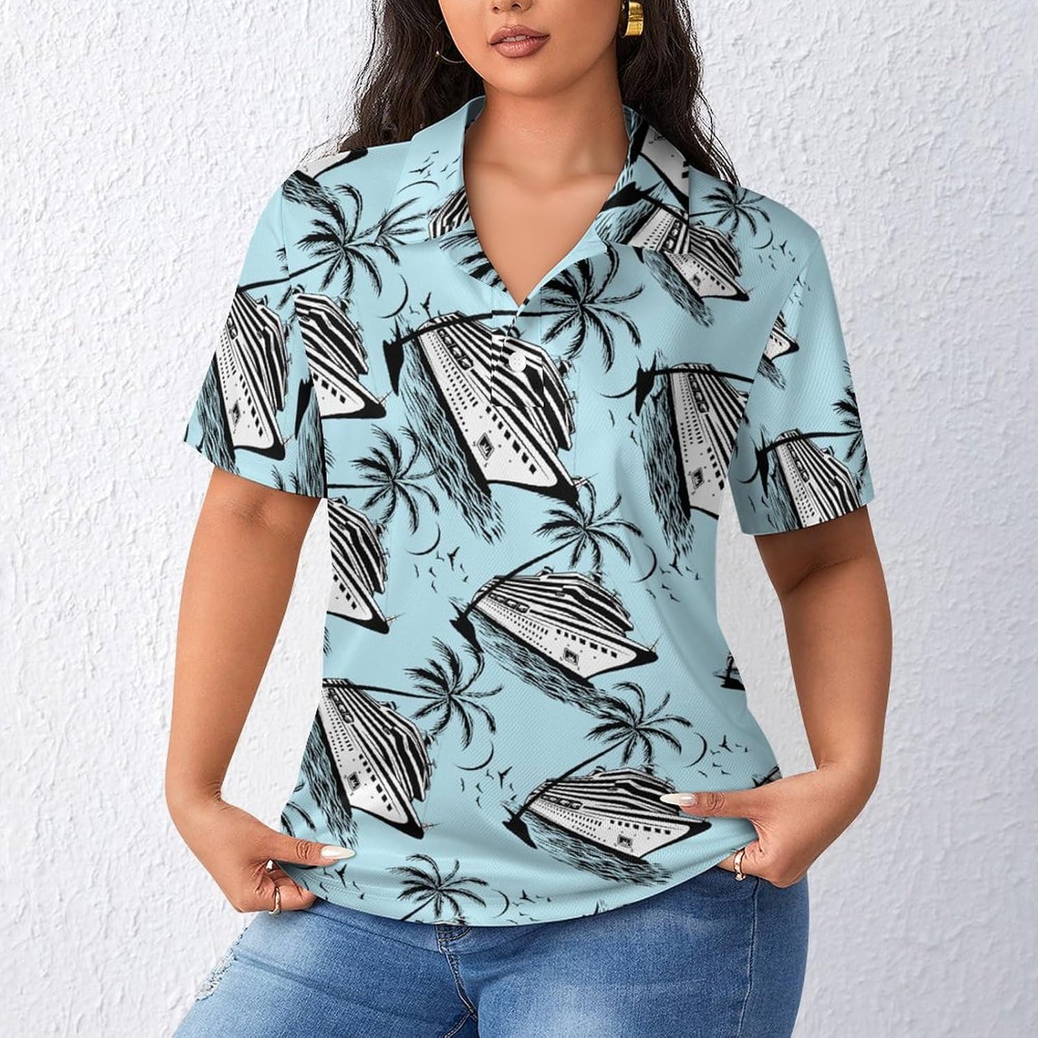 Ship Cruise Womens Polo Shirts Short Sleeve Golf Shirts Casual Tennis Shirts for Work Business