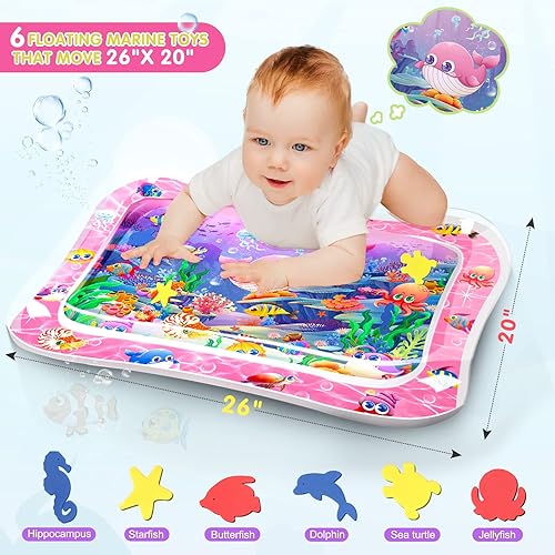 Miniatura 4 de Infinno Estera Tummy Time Premium Estera de agua para jugar para bebés y niños pequeños Juguetes para bebés de 3 a 24 meses, fortalece los músculos