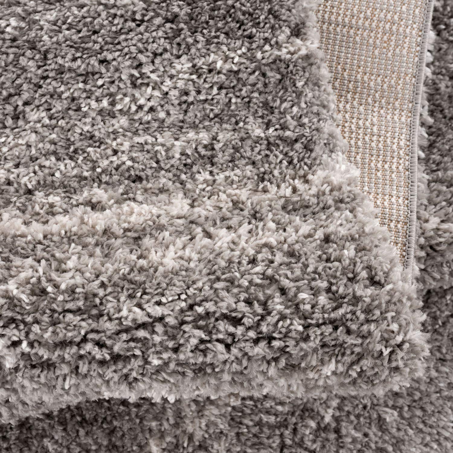 carpet city Teppich Hochflor Wohnzimmer - Ethno Stil Meliert 16x0230 cm Grau Creme - Teppiche mit Fransen