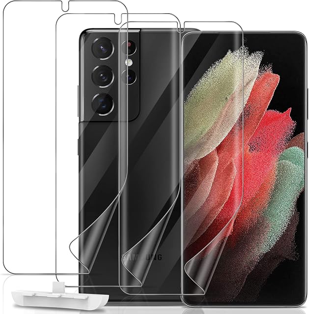 GiiYoon 3 PACK Screen Protector for Samsung Galaxy S21 Ultra 5g Flexible TPU Film [Support Fingerprint Touch] [HD Full Coverage] [Easy Installation] [Scratch Resistant] [Bubble Free]