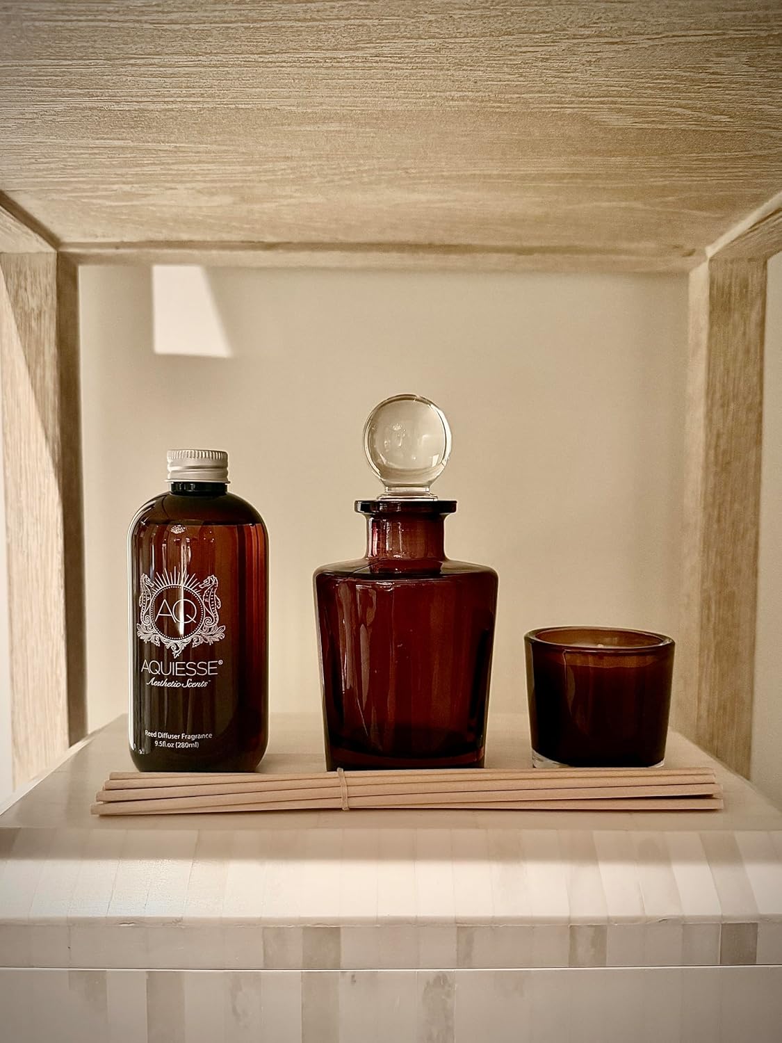 Final Clearance Bundle | 280 ML Diffuser (Mission Fig Scent) & Mini 2.3 OZ Scented Candle Gift Set | Luxury Home Fragrance (New Condition)