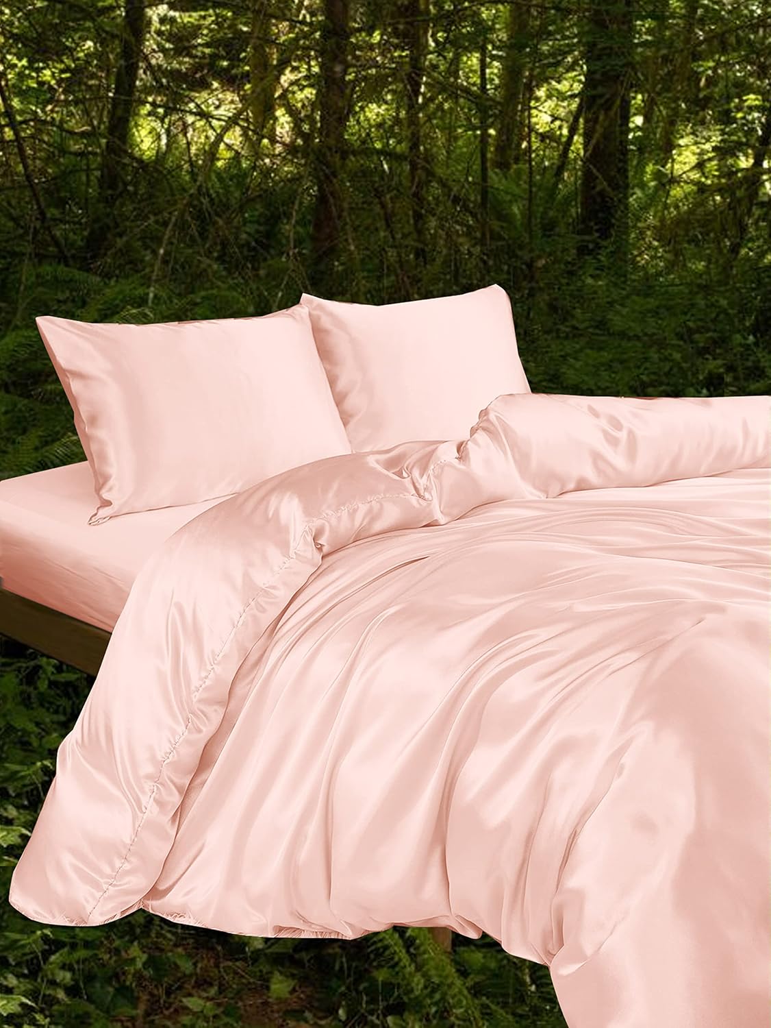 LINENWALAS 100% Organic Eucalyptus Tencel 3pc Duvet Cover Set including Zipper Closure and Corner Ties - Image 3