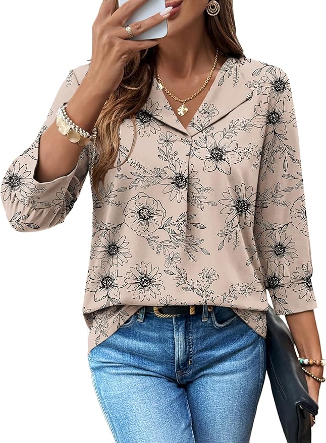 3/4 Length Sleeve Business Blouses