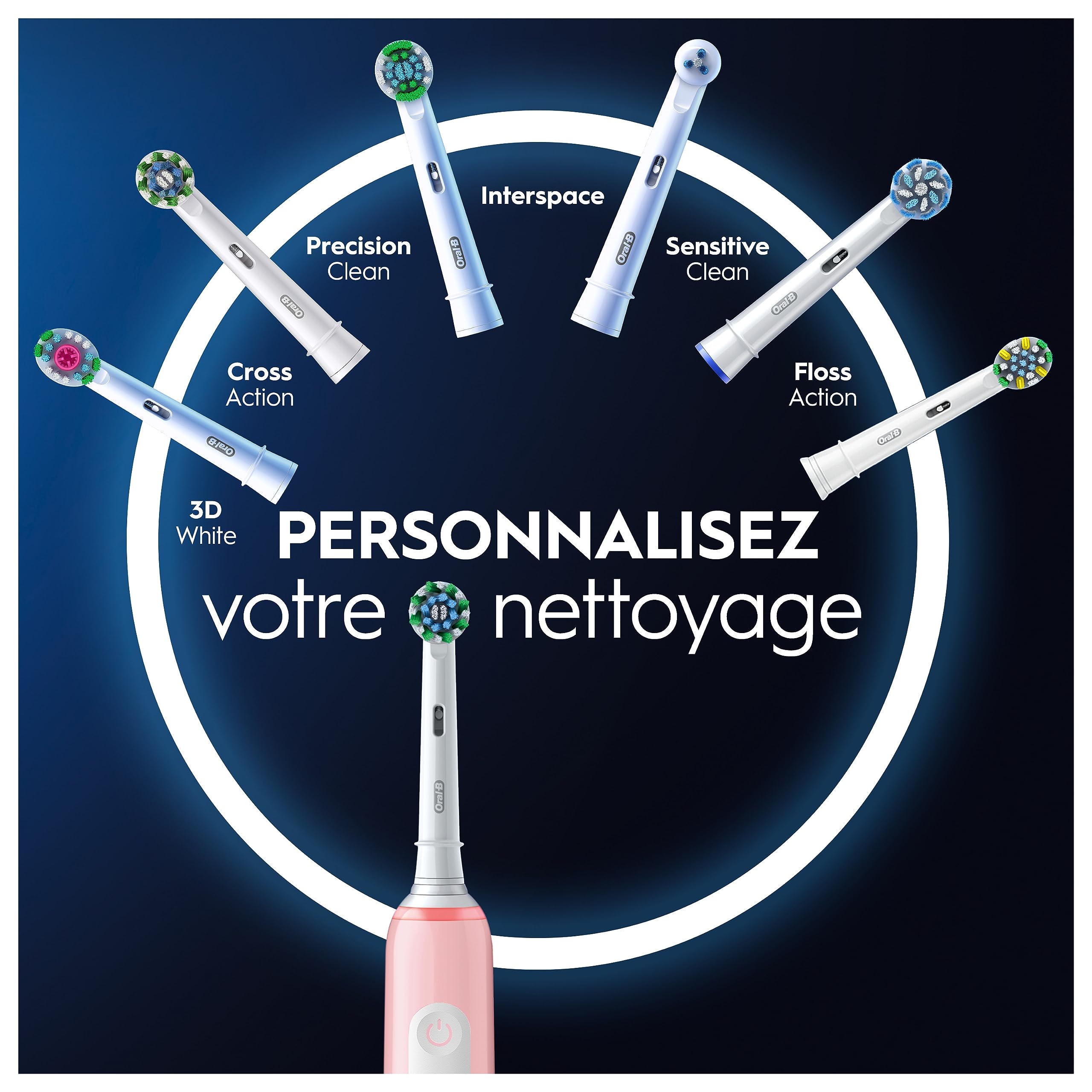 Oral-B Brosses A Dents Electriques Duo Pro 3 Noire Et Rose, Avec 3 Modes De Nettoyage 3D Dont Blancheur, Brossage Avec Des Oscillo-Rotations Et Pulsations, 3 Brossettes De Rechange RondesOral B