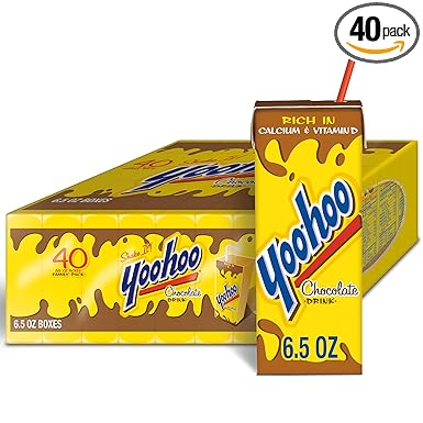 Yoo-hoo Chocolate Flavored Drink, 6.5 fl oz Boxes 40 Pack, Ready to Drink, Caffeine-Free, 99% Fat-Free, High in Calcium & Vitamin D