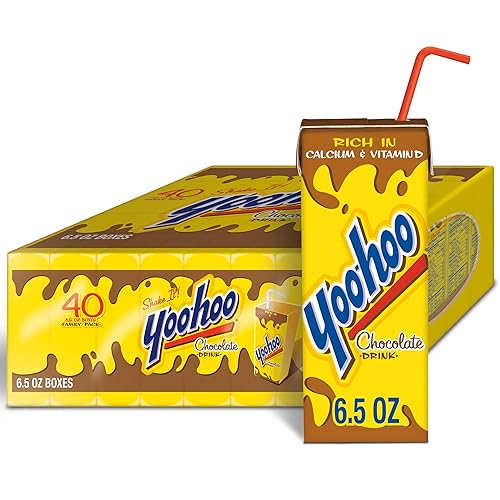 Yoo-hoo Chocolate Flavored Drink, 6.5 fl oz Boxes 40 Pack, Ready to Drink, Caffeine-Free, 99% Fat-Free, High in Calcium & Vitamin D - Chocolate - 6.5 Fl Oz (Pack of 40)